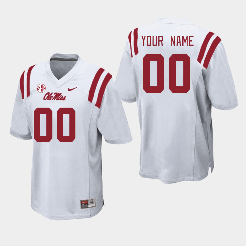 Custom Ole Miss Rebels Name And Number College Football Jerseys Stitched-White - Click Image to Close